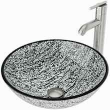Giovanni 17" Circular Glass Vessel Bathroom Sink with 1.2 GPM 13" Deck Mounted Bathroom Faucet and Pop-Up Drain Assembly