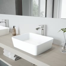 Marigold 17-3/4" Solid Surface Vessel Bathroom Sink with 1.2 GPM Deck Mounted Bathroom Faucet and Pop-Up Drain Assembly