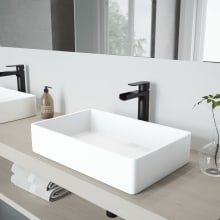 Magnolia 21-1/4" Solid Surface Vessel Bathroom Sink with 1.2 GPM Deck Mounted Bathroom Faucet and Pop-Up Drain Assembly