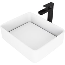 Jasmine 18-1/8" Solid Surface Vessel Bathroom Sink with 1.2 GPM Deck Mounted Bathroom Faucet and Pop-Up Drain Assembly