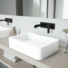 Petunia 22-3/4" Solid Surface Vessel Bathroom Sink with 1.2 GPM Wall Mounted Bathroom Faucet and Pop-Up Drain Assembly