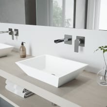 Vinca 18" Solid Surface Vessel Bathroom Sink with 1.2 GPM Wall Mounted Bathroom Faucet and Pop-Up Drain Assembly