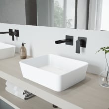Marigold 17-3/4" Solid Surface Vessel Bathroom Sink with 1.2 GPM Wall Mounted Bathroom Faucet and Pop-Up Drain Assembly