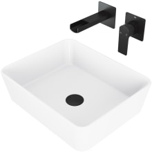 Marigold 17-3/4" Solid Surface Vessel Bathroom Sink with 1.2 GPM Wall Mounted Bathroom Faucet and Pop-Up Drain Assembly