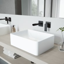 Amaryllis 19-3/4" Solid Surface Vessel Bathroom Sink with 1.2 GPM Wall Mounted Bathroom Faucet and Pop-Up Drain Assembly