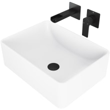 Amaryllis 19-3/4" Solid Surface Vessel Bathroom Sink with 1.2 GPM Wall Mounted Bathroom Faucet and Pop-Up Drain Assembly