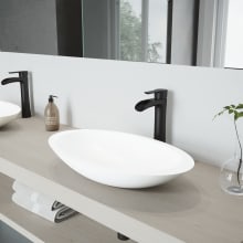 Wisteria 23-1/8" Solid Surface Vessel Bathroom Sink with 1.2 GPM Deck Mounted Bathroom Faucet and Pop-Up Drain Assembly