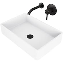 Magnolia 21" Rectangular Stone Composite Vessel Bathroom Sink with 1.2 GPM 5" Wall Mounted Bathroom Faucet and Pop-Up Drain Assembly