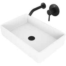Magnolia 21-1/4" Solid Surface Vessel Bathroom Sink with 1.2 GPM Wall Mounted Bathroom Faucet and Pop-Up Drain Assembly