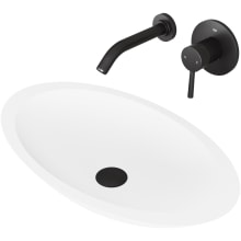 Wisteria 23-1/8" Solid Surface Vessel Bathroom Sink with 1.2 GPM Wall Mounted Bathroom Faucet and Pop-Up Drain Assembly