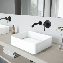 Jasmine 18-1/8" Solid Surface Vessel Bathroom Sink with 1.2 GPM Wall Mounted Bathroom Faucet and Pop-Up Drain Assembly