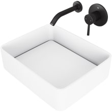 Jasmine 18-1/8" Solid Surface Vessel Bathroom Sink with 1.2 GPM Wall Mounted Bathroom Faucet and Pop-Up Drain Assembly