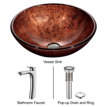 16-1/2" Bathroom Vessel Sink and Faucet Combo, Mahogany Moon Sink in Copper