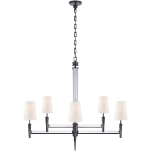 Lyra 42" Two Tier Chandelier with Linen Shades by Thomas O'Brien