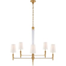 Lyra 42" Two Tier Chandelier with Linen Shades by Thomas O'Brien