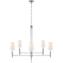 Lyra 42" Two Tier Chandelier with Linen Shades by Thomas O'Brien