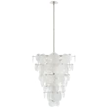 Loire 29" Cascading Chandelier with White Strie Glass by AERIN