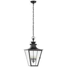 Albermarle 27" Medium Hanging Lantern in Blackened Copper with Clear Glass by Chapman & Myers