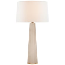 Adeline 32" Large Quatrefoil Table Lamp in Alabaster with Linen Shade by Suzanne Kasler