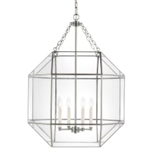 Morrison 4 Light 23" Wide Taper Candle Pendant with Clear Glass Shade