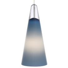 FreeJack Selina 1 Light Halogen Hand-Blown Venetian Cone Shaped Steel Blue Glass Pendant
