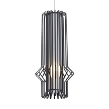 Mini Syrma Single Light 5" Wide LED FreeJack Metal Cage Pendant with Inner Frosted White Shade