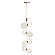 ModernRail 8 Light 8-7/8" Wide LED Pendant with Remote Transformer and Opal Glass Orb Shades