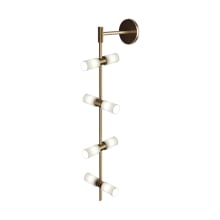 ModernRail 36" Tall Integrated LED Wall Sconce with 24v Remote Transformer Ceiling Canopy and Frosted Glass Cylinder Shades