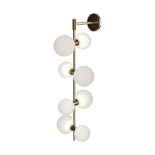 ModernRail 36" Tall Integrated LED Wall Sconce with 24v Remote Transformer Ceiling Canopy and Frosted Opal Glass Orb Shades