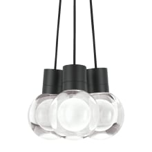 Mina 3 Light 9" Wide LED Multi Light Pendant with Black and White Cord - 2200K