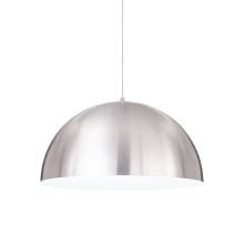 Powell Street Spun Metal Satin Nickel with White Shade Line Voltage Pendant