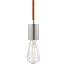 SoCo 1 Light Mini Pendant with Nickel Modern Socket and 8 Foot Colored Cord