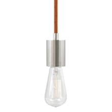 SoCo 1 Light Mini Pendant with Nickel Modern Socket and 24 Foot Colored Cord
