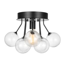 Bronzeville 15" Wide Semi-Flush Ceiling Fixture with Clear, Seedy Glass Globes