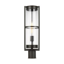Alcona 21" Tall Post Light with Ribbed Glass Shade