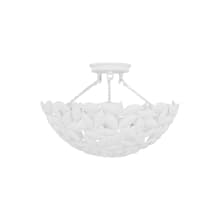 Kelan 3 Light 16" Wide Semi-Flush Bowl Ceiling Fixture with Steel Leaf Shade