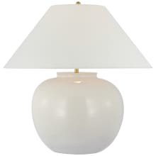 Casey 25" Tall Vase Table Lamp with White Linen Shade