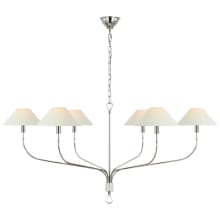 Griffin 6 Light 42" Wide Chandelier with Includes White Linen Shades