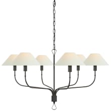 Griffin 6 Light 56" Wide Chandelier with White Linen Shades