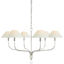 Griffin 6 Light 56" Wide Chandelier with White Linen Shades