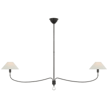 Griffin 2 Light 62" Wide Linear Chandelier with White Linen Shades