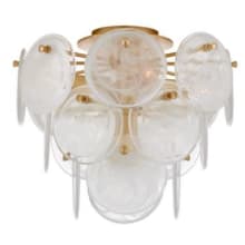 Loire 15" Medium Tiered Flush Mount with White Strie Glass by AERIN