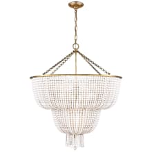 Jacqueline 32" Two-Tiered Chandelier with Draped White Glass by AERIN