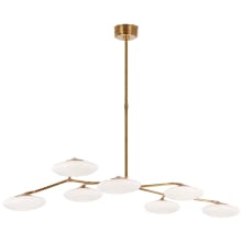 Brindille 7 Light 61" Wide LED Chandelier with Frosted Glass Shades