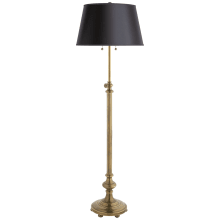 Overseas 40" - 65" Adjustable Club Floor Lamp with Black Linen Shade by Chapman & Myers