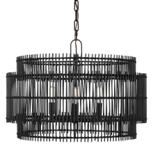 Elio 4 Light 23" Wide Drum Chandelier with Natural Bamboo Shade