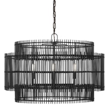 Elio 4 Light 30" Wide Drum Chandelier with Natural Bamboo Shade