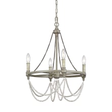 Beverly 4 Light 18" Wide Beaded Candle Style Chandelier