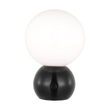 Suki 8" Tall LED Rechargeable Table Lamp with Milk Glass Shade