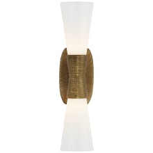 Utopia 2 Light 18" Wide Bathroom Sconce with White Glass Shade